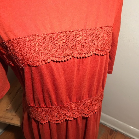 Orange Maxi Ruffle Dress- like new - Picture 3 of 10